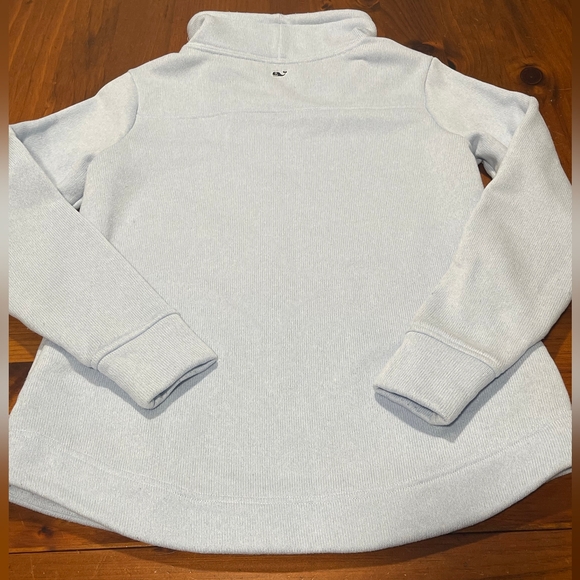Vineyard Vines Womens Light Baby Sky Blue Mock Cowl Turtle Neck Pullover Sweater - Picture 2 of 4